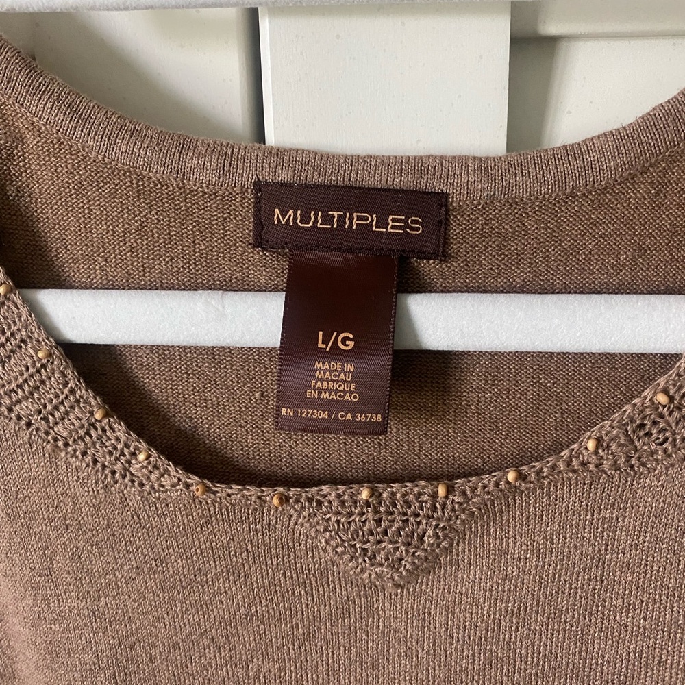 Multiples Brown Knit Tank Top with Textured Shoulder Panels - Picture 4 of 7